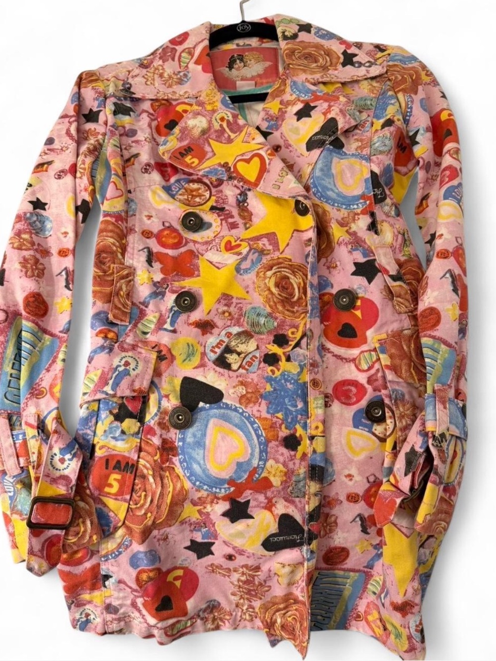 Fiorucci Pink Graphic Print Trench Coat